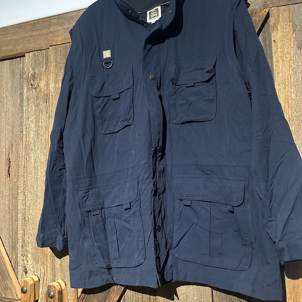 Tilley Expedition Jacket Dark Navy Utility Coat Size L
